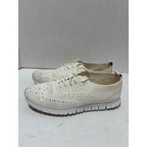Cole Haan Zerogrand Oxford Fabric Comfort Shoes Sneakers White Knit sz 8 lace up